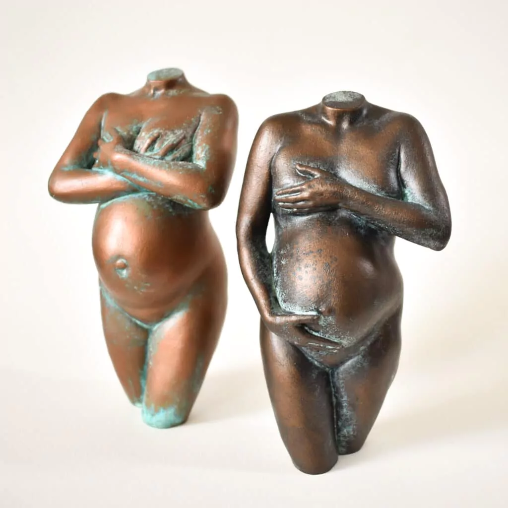 Bronzen Patina Zwangerschapsbeeldje Mijn Zwangere Buik